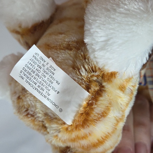 Big Head Tabby Cat Plush orange with bow at neck Chosun brand 8" - Picture 9 of 9